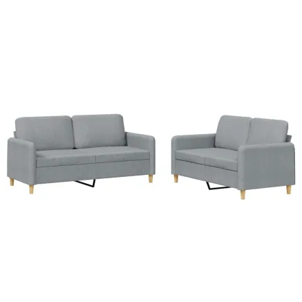 Ensemble de canapés 2 pcs avec coussins Gris clair Tissu 2