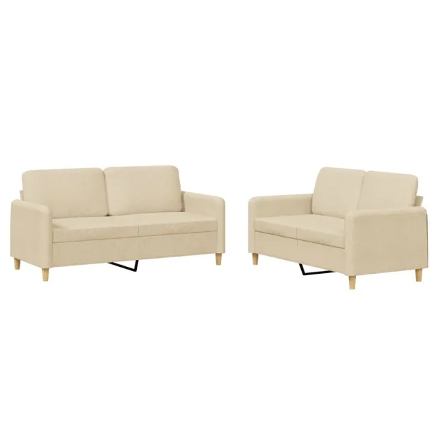 Ensemble de canapés 2 pcs avec coussins Crème Tissu