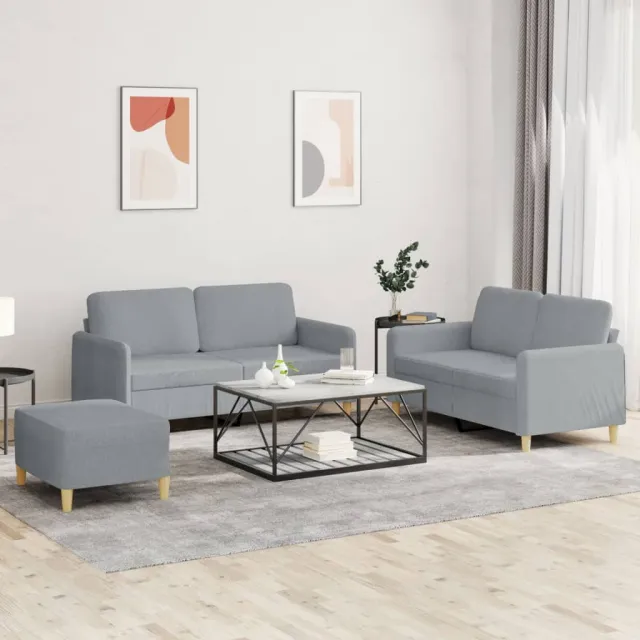 Ensemble de canapés 3 pcs avec coussins Gris clair Tissu