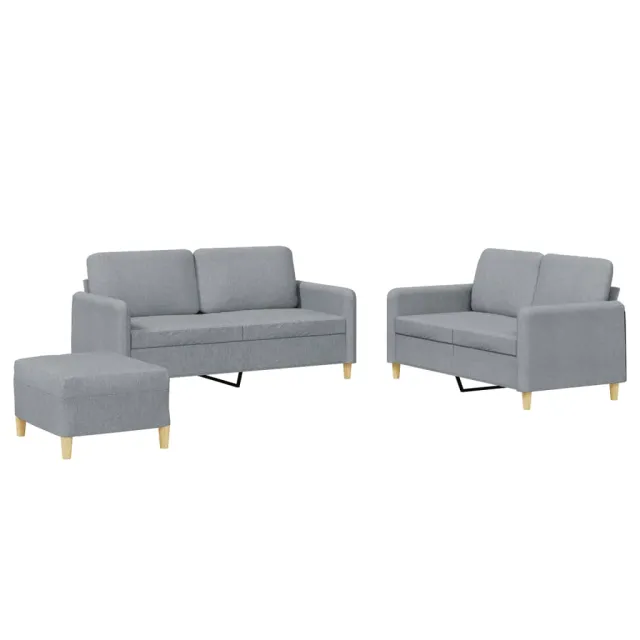 Ensemble de canapés 3 pcs avec coussins Gris clair Tissu