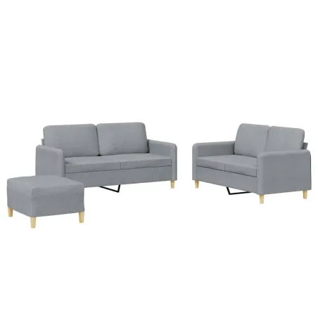 Ensemble de canapés 3 pcs avec coussins Gris clair Tissu