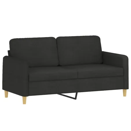 Ensemble de canapés 3 pcs avec coussins noir tissu
