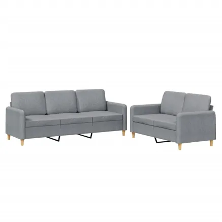 Ensemble de canapés 2 pcs avec coussins Gris clair Tissu 2