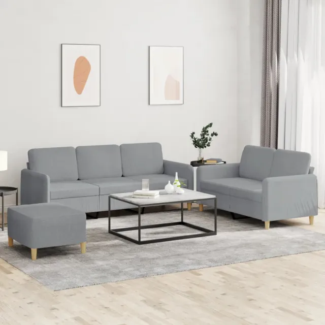 Ensemble de canapés 3 pcs avec coussins Gris clair Tissu