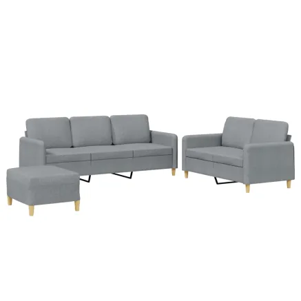 Ensemble de canapés 3 pcs avec coussins Gris clair Tissu 2