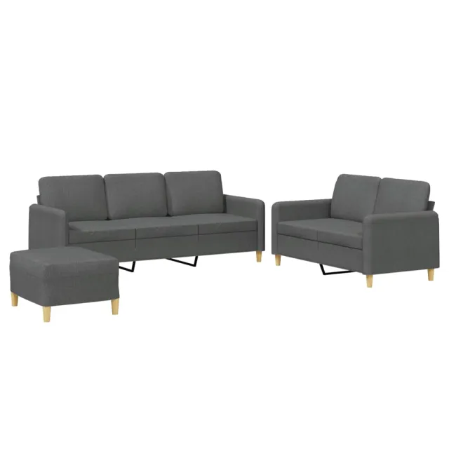 Ensemble de canapés 3 pcs avec coussins Gris foncé Tissu