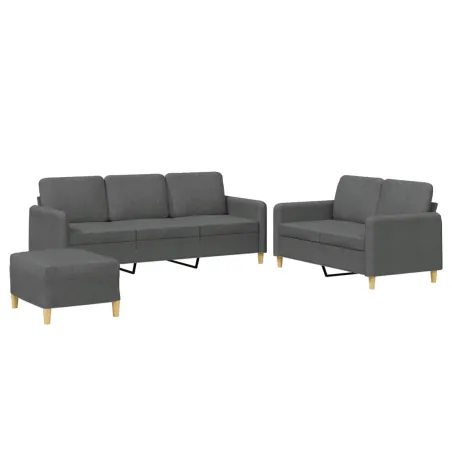Ensemble de canapés 3 pcs avec coussins Gris foncé Tissu