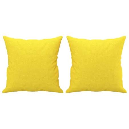 Ensemble de canapés 2 pcs avec coussins jaune clair tissu