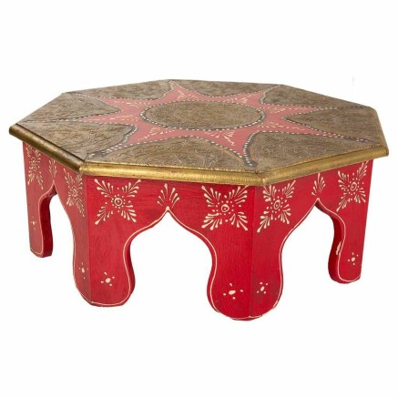 Table Basse Alexandra House Living Blanc Rouge Laiton Bois MDF 40 x 15
