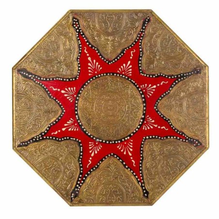 Mesa de Centro Alexandra House Living Blanco Rojo Latón Madera MDF 40