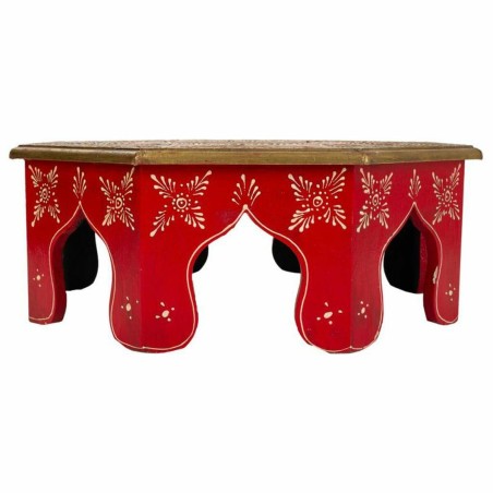 Mesa de Centro Alexandra House Living Blanco Rojo Latón Madera MDF 40