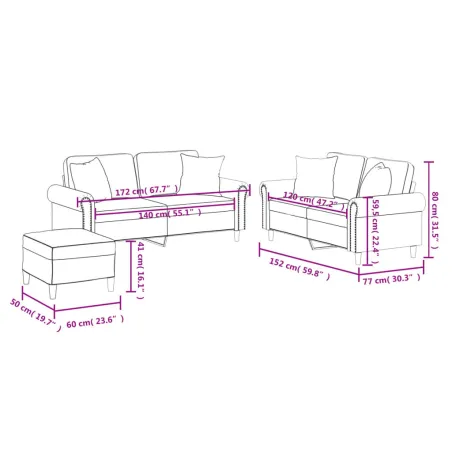 Ensemble de canapés 3 pcs avec coussins cappuccino similicuir