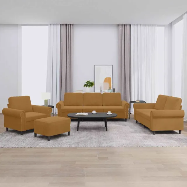 Ensemble de canapés 4 pcs avec coussins Marron Velours