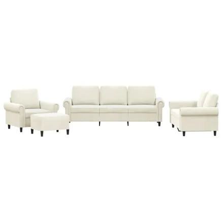 Ensemble de canapés 4 pcs avec coussins Crème Velours 2