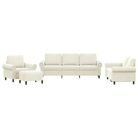 Ensemble de canapés 4 pcs avec coussins Crème Velours