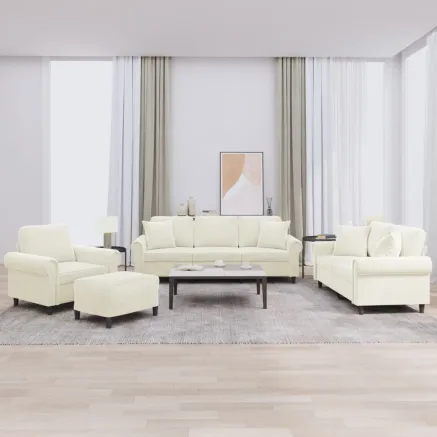 Ensemble de canapés 4 pcs avec coussins crème velours