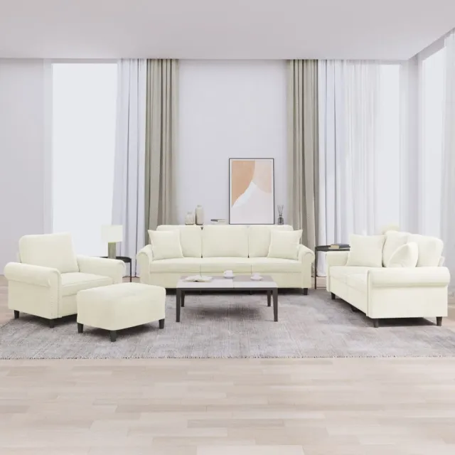 Ensemble de canapés 4 pcs avec coussins crème velours