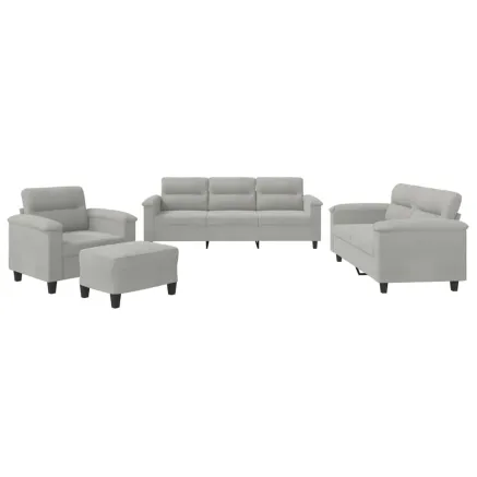 Ensemble de canapés 4 pcs coussins gris clair tissu microfibre 2