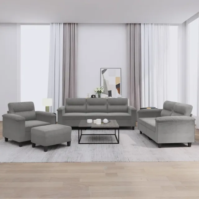 Ensemble de canapés 4 pcs coussins gris foncé tissu microfibre