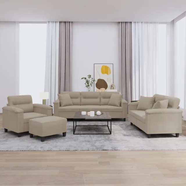 Ensemble de canapés 4 pcs avec coussins Taupe Tissu microfibre