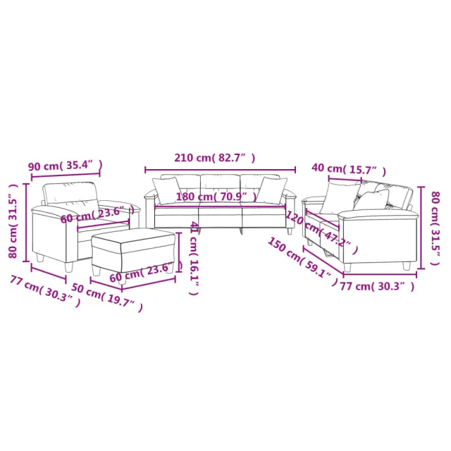 Ensemble de canapés 4 pcs avec coussins Taupe Tissu microfibre