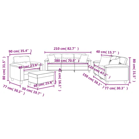 Ensemble de canapés 4 pcs avec coussins Taupe Tissu microfibre