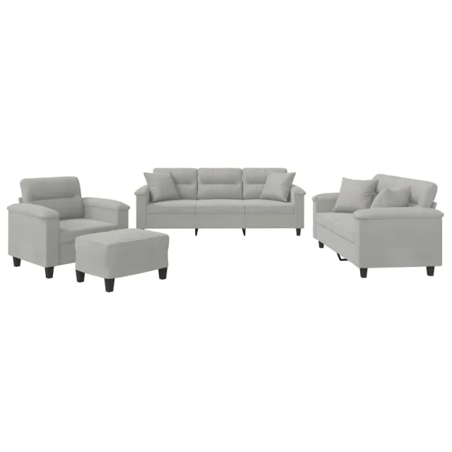 Ensemble de canapés 4 pcs coussins Gris clair Tissu microfibre