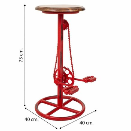 Tabouret Alexandra House Living Rouge Bois Fer 40 x 73 x 40 cm Pédale 2