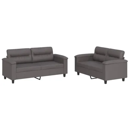 Ensemble de canapés 2 pcs avec coussins Gris Similicuir 2
