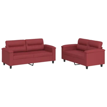 Ensemble de canapés 2 pcs et coussins Rouge bordeaux Similicuir 2