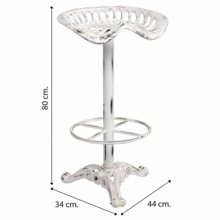 Stool Alexandra House Living White Iron 34 x 80 x 44 cm 2