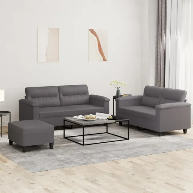 Ensemble de canapés 3 pcs avec coussins Gris Similicuir
