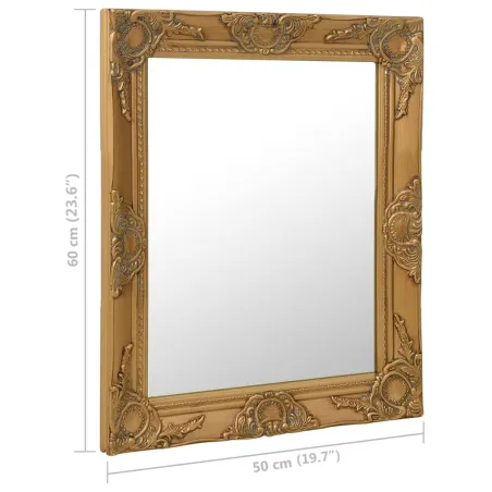 Miroir mural style baroque 50x60 cm Doré