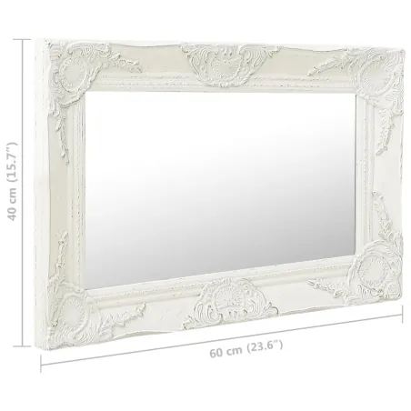 Miroir mural style baroque 60x40 cm Blanc