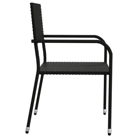 Ensemble à manger de jardin 3 pcs noir résine tressée et acier