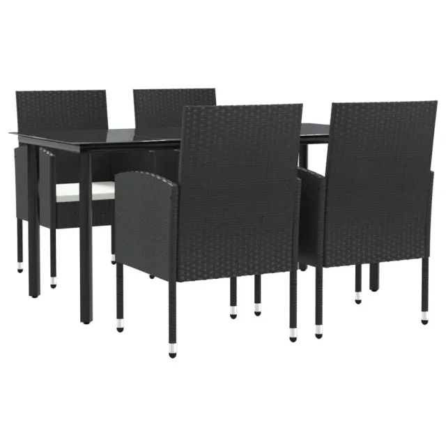 Ensemble à manger de jardin 5 pcs noir résine tressée et acier