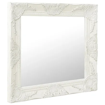 Miroir mural style baroque 60x60 cm Blanc 2