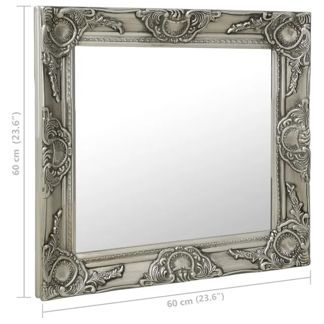 Miroir mural style baroque 60x60 cm Argenté