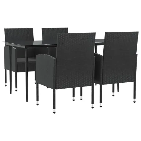 Ensemble à manger de jardin 5 pcs noir résine tressée et acier