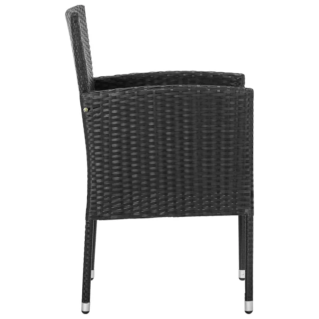 Ensemble à manger de jardin 5 pcs noir résine tressée et acier
