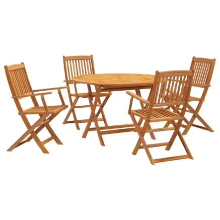 Ensemble à manger de jardin 5 pcs Bois d'acacia solide 2