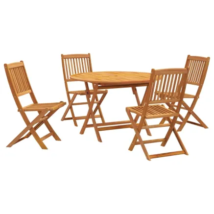 Ensemble de salle à manger de jardin 5 pcs bois d'acacia solide 2