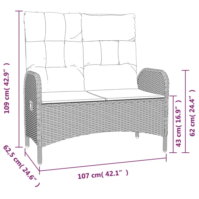 Ensemble à manger jardin 4pcs et coussins Gris Résine tressée