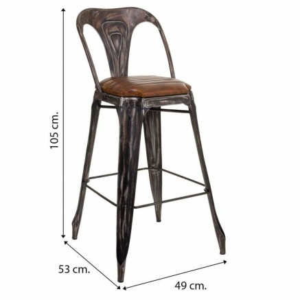Hocker Alexandra House Living Braun Schwarz Leder Eisen 53 x 105 x 49 2