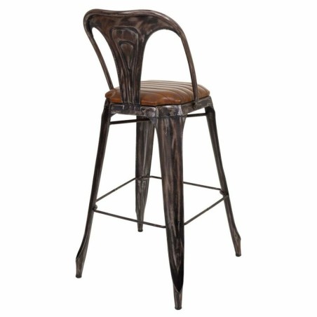 Hocker Alexandra House Living Braun Schwarz Leder Eisen 53 x 105 x 49