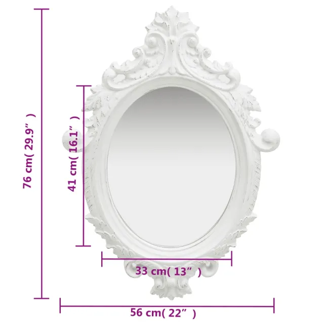 Miroir mural style château 56x76 cm Blanc