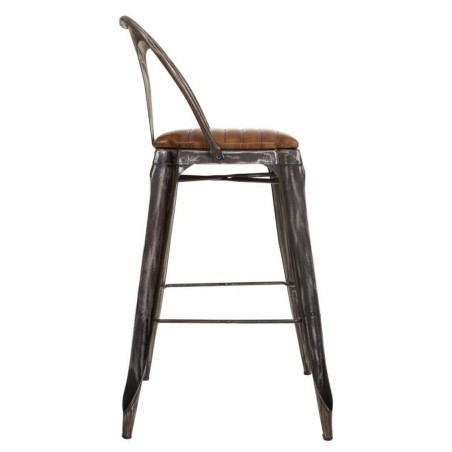 Taburete Alexandra House Living Marrón Negro Cuero Hierro 53 x 105 x