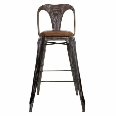Taburete Alexandra House Living Marrón Negro Cuero Hierro 53 x 105 x