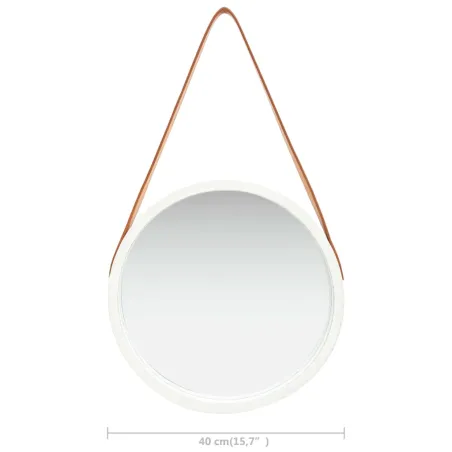 Miroir mural avec sangle 40 cm Blanc