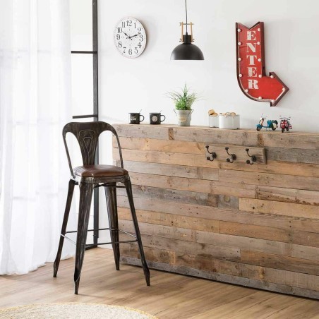 Hocker Alexandra House Living Braun Schwarz Leder Eisen 53 x 105 x 49